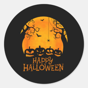 ハロウィーンのカボチャのちょうちん顔ハッピーハローウィンパンプキンズメンW ラウンドシール