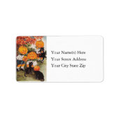 ハロウィーンのカボチャのちょうちん黒猫の住所 シール (正面)