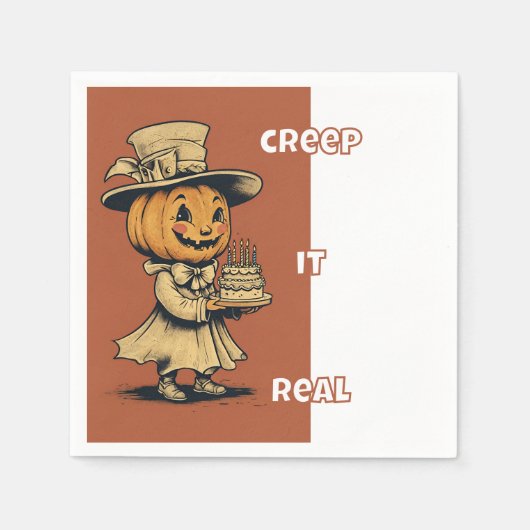 ハロウィーンのカボチャのちょうちん（オレンジ） スタンダードカクテルナプキン (正面)