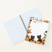 ハロウィーンのカボチャのちょうちん、黒猫とかかしのハロウィン ノートブック (内部)