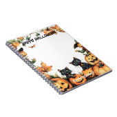 ハロウィーンのカボチャのちょうちん、黒猫とかかし ノートブック (右側)