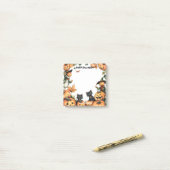 ハロウィーンのカボチャのちょうちん、黒猫とかかし ポストイット (デスク上)