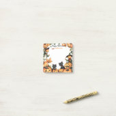 ハロウィーンのカボチャのちょうちん、黒猫とかかし ポストイット (デスク上)