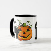 ハロウィーンのカボチャのちょうちんN猫のマグ マグカップ (正面左)