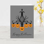 ハロウィーンのカボチャのシャンデリア カード (黄色い花)