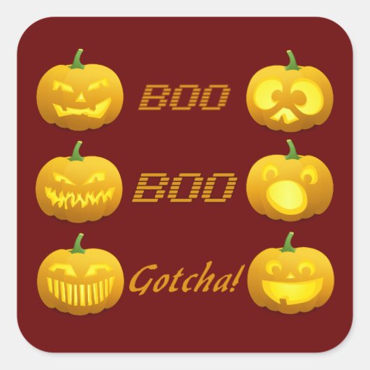 ハロウィーンのカボチャのシール スクエアシール (正面)