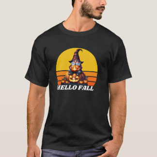 ハロウィーンのカボチャのチェック柄トラックノーム Tシャツ