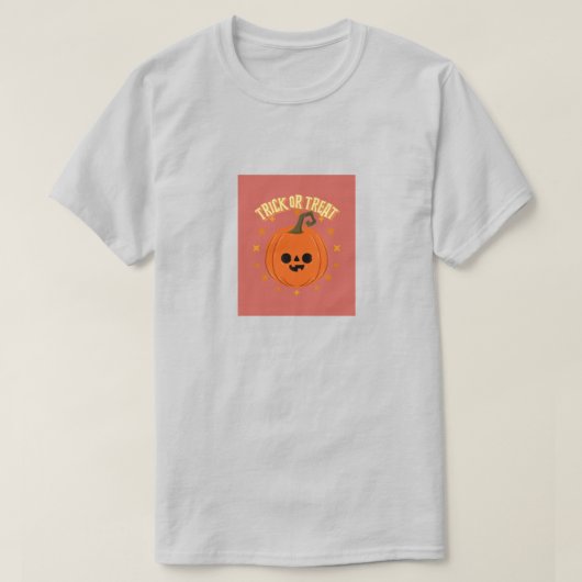 ハロウィーンのカボチャのトリックまたはトリートメント Tシャツ (デザイン正面)