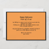 ハロウィーンのカボチャのパッチのトリックまたはトレーター カード (裏面)