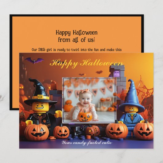 ハロウィーンのカボチャのパッチのトリックまたはトレーター カード (正面/裏面)