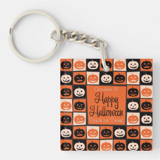 ハロウィーンのカボチャのモザイク キーホルダー (正面)