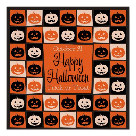 ハロウィーンのカボチャのモザイク ポスター (正面)