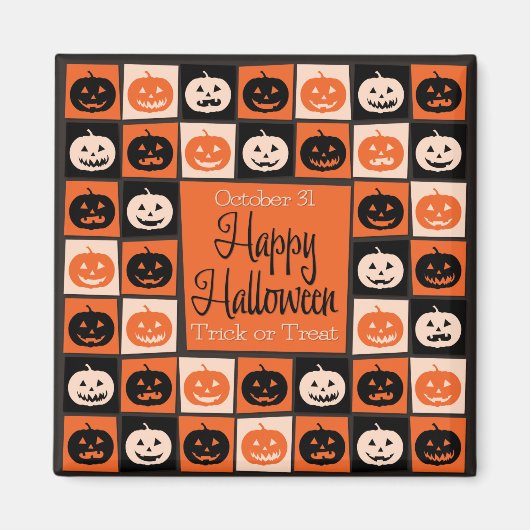 ハロウィーンのカボチャのモザイク マグネット (正面)