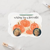 ハロウィーンのカボチャの写真 カード (正面/裏面インサイチュ)