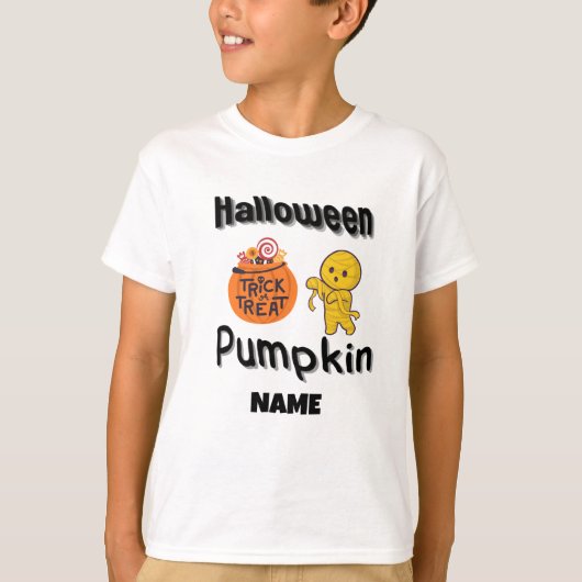 ハロウィーンのカボチャの子供のパーソナライズされた贈り物 Tシャツ (正面)
