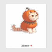 ハロウィーンのカボチャの衣装を着た猫 シール (シート)