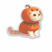 ハロウィーンのカボチャの衣装を着た猫 シール (正面)