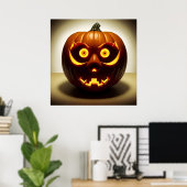 ハロウィーンのカボチャの顔の壁掛け ポスター (ホームオフィス)