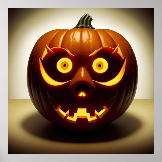 ハロウィーンのカボチャの顔の壁掛け ポスター (正面)