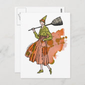 ハロウィーンのカボチャの魔女 ポストカード (正面/裏面)