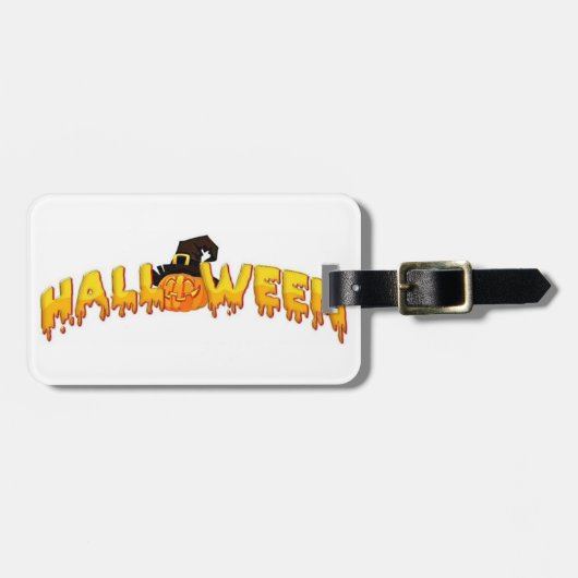 ハロウィーンのカボチャの魔女 ラゲッジタグ (正面横)