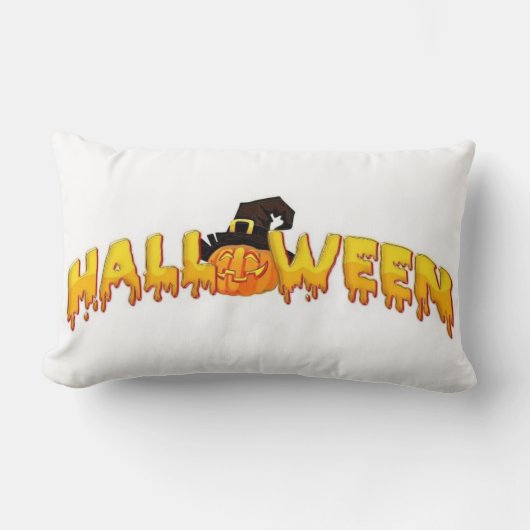 ハロウィーンのカボチャの魔女 ランバークッション (正面)