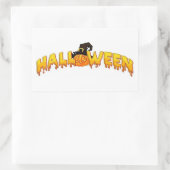 ハロウィーンのカボチャの魔女 長方形シール (バッグ)