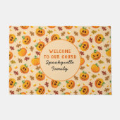 ハロウィーンのカボチャようこそ私たちの瓢箪に名前 ドアマット (正面)