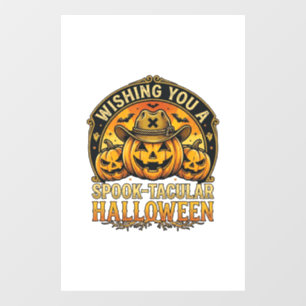 ハロウィーンのカボチャカウボーイを祈る ウィンドウサイン