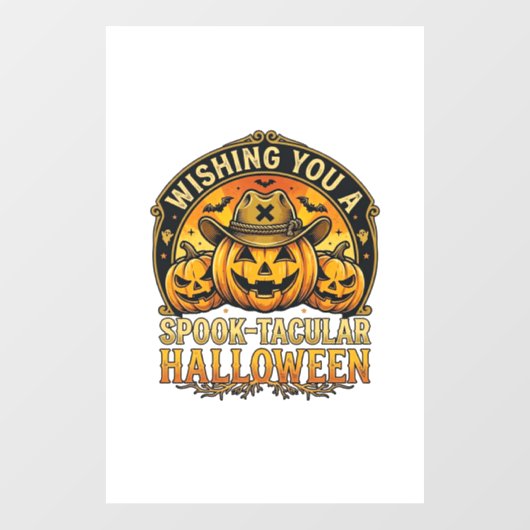 ハロウィーンのカボチャカウボーイを祈る ウィンドウサイン (シート)