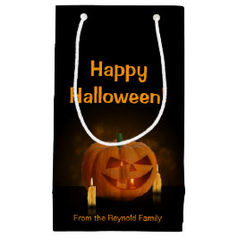 ハロウィーンのカボチャランタンとキャンドル スモールペーパーバッグ