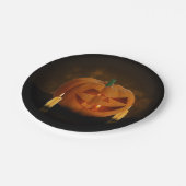 ハロウィーンのカボチャランタンとキャンドル ペーパープレート (アングル)