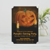 ハロウィーンのカボチャランタンとキャンドル 招待状 (スタンド正面)