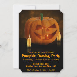 ハロウィーンのカボチャランタンとキャンドル 招待状