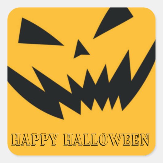ハロウィーンのカボチャ不気味なステッカー スクエアシール (正面)