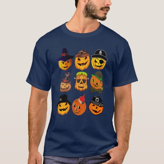 ハロウィーンのカボチャ不気味カービング衣装シャツ Tシャツ (正面)