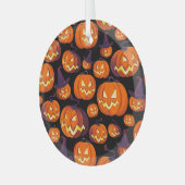 ハロウィーンのカボチャ不気味：シームレスなパターン。 ガラスオーナメント (正面左)