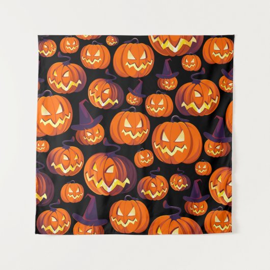 ハロウィーンのカボチャ不気味:シームレスなパターン。 タペストリー (正面)