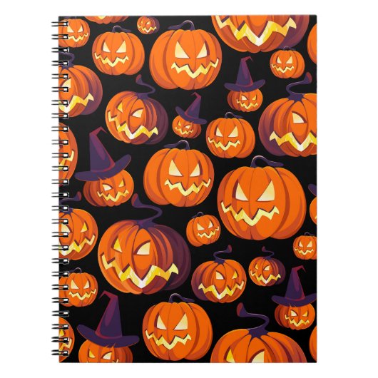 ハロウィーンのカボチャ不気味：シームレスなパターン。 ノートブック (正面)