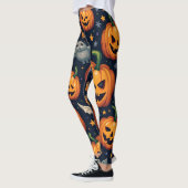 ハロウィーンのカボチャ不気味：シームレスなパターン。レギィ レギンス (左)