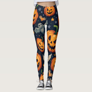 ハロウィーンのカボチャ不気味:シームレスなパターン。レギィ レギンス