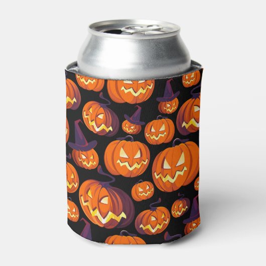 ハロウィーンのカボチャ不気味:シームレスなパターン。 缶クーラー (缶正面)