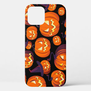 ハロウィーンのカボチャ不気味:シームレスなパターン。 iPhone 12ケース