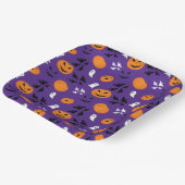 ハロウィーンのカボチャ幽霊こうもりおもしろい紫パターン ペーパープレート (傾斜あり)
