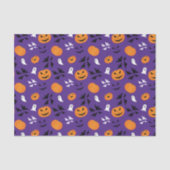 ハロウィーンのカボチャ幽霊こうもりおもしろい紫パターン 薄葉紙 (正面)
