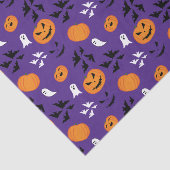 ハロウィーンのカボチャ幽霊こうもりおもしろい紫パターン 薄葉紙 (詳細)