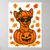 ハロウィーンのカボチャ犬のクリップアートPNG、jのかわいい子犬 ポスター (正面)