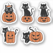 ハロウィーンのカボチャ猫 シール (正面)
