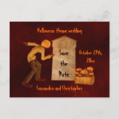 ハロウィーンのカボチャ頭かかし 案内ポストカード (正面)