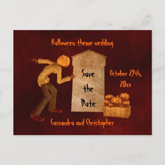 ハロウィーンのカボチャ頭かかし 案内ポストカード (正面)